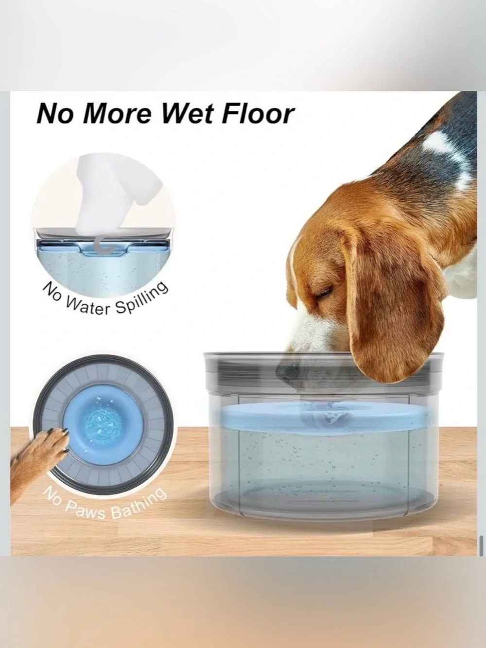 Spill Proof Water Bowl for Dogs-1 Gallon, Anti-Digging & BPA-Free 3.8L Large Cap